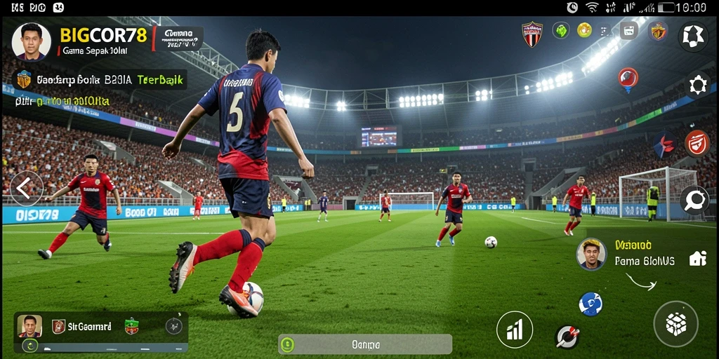 Tampilan gameplay menegangkan dari BIGCOR78 dengan aksi sepak bola yang seru.