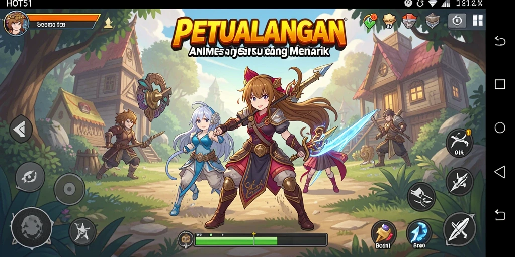 Tampilan gameplay Anime yang mendebarkan dan ceria.