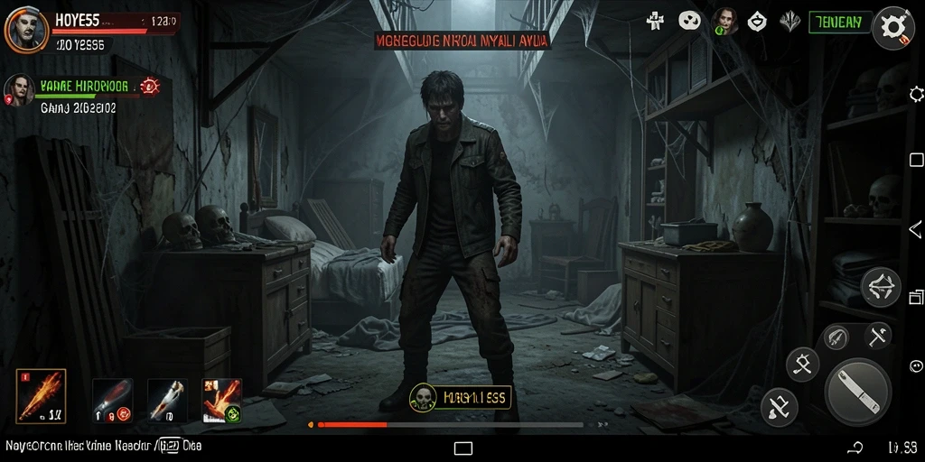 Screenshot gameplay HOYE55 yang menampilkan suasana menyeramkan dan menegangkan.