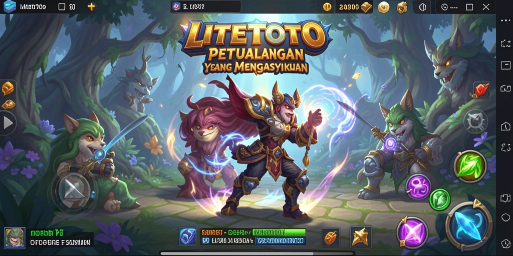 Tangkapan layar gameplay LITETOTO yang menampilkan pertempuran seru di dunia fantasi.