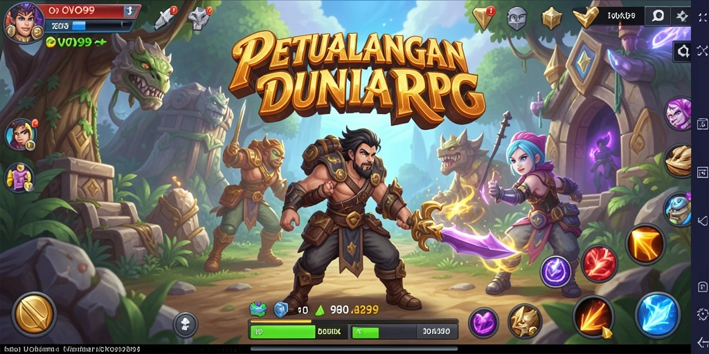 Tampilan gameplay OVO99 menampilkan pertarungan mendebarkan dan eksplorasi dunia yang luas.