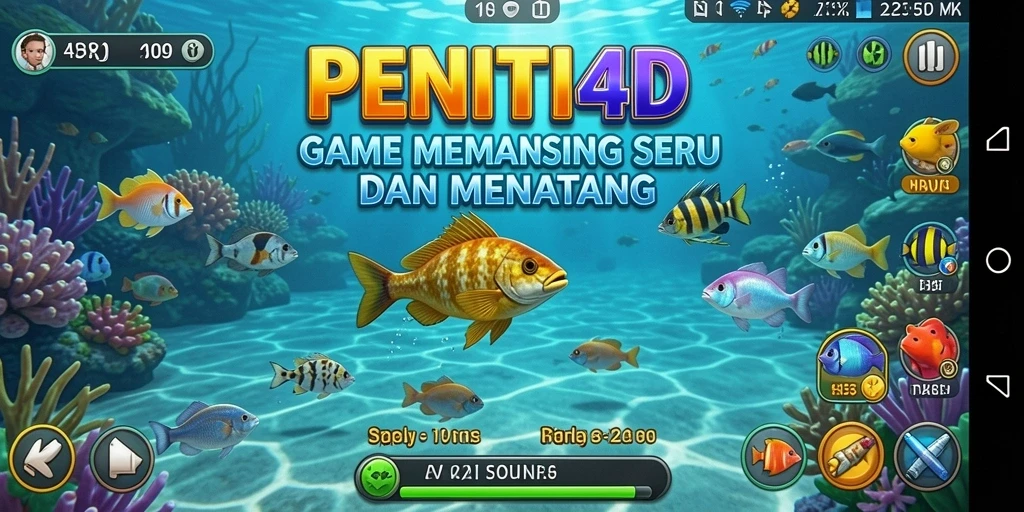 Screenshot utama PENITI4D menampilkan gameplay memancing yang menarik.