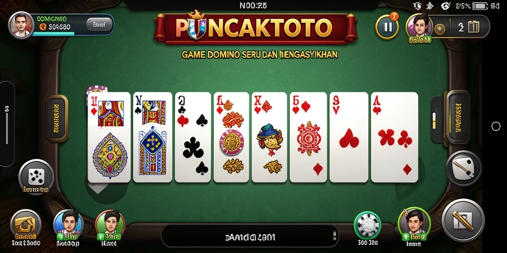 Screenshot gameplay PUNCAKTOTO yang menampilkan aksi seru permainan Domino.