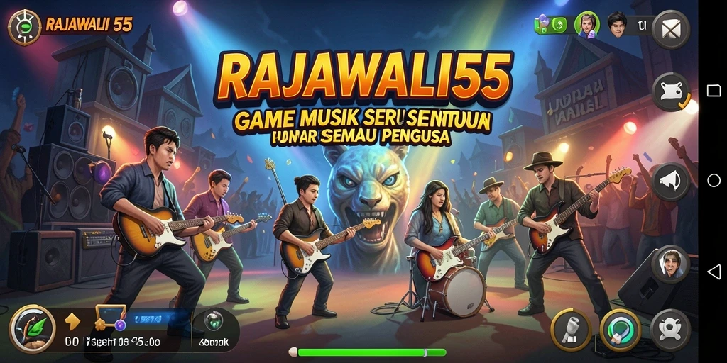 Tangkapan layar RAJAWALI55 menampilkan gameplay musik yang menarik.