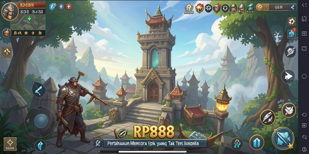 Tampilan gameplay RP888 menampilkan aksi seru Tower Defense.