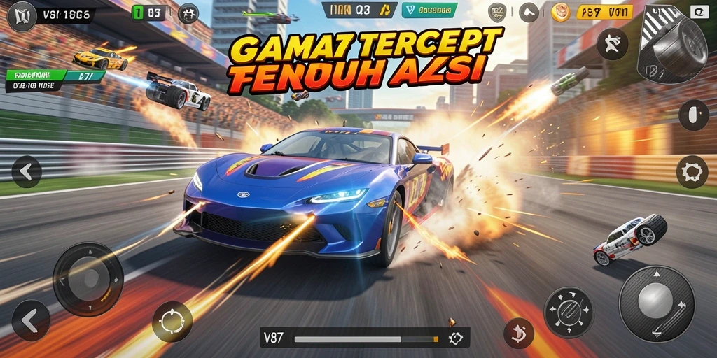 Screenshot V87 menampilkan serunya balapan mobil dengan grafis menakjubkan.